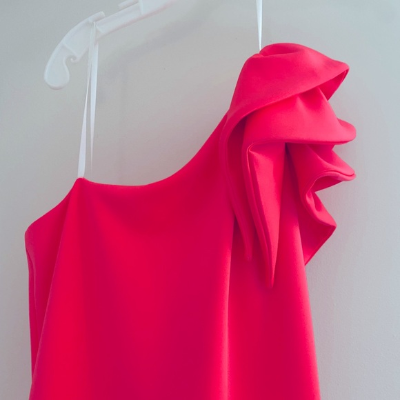 Women's One-Shoulder Scuba Crepe Gown - Picture 2 of 5